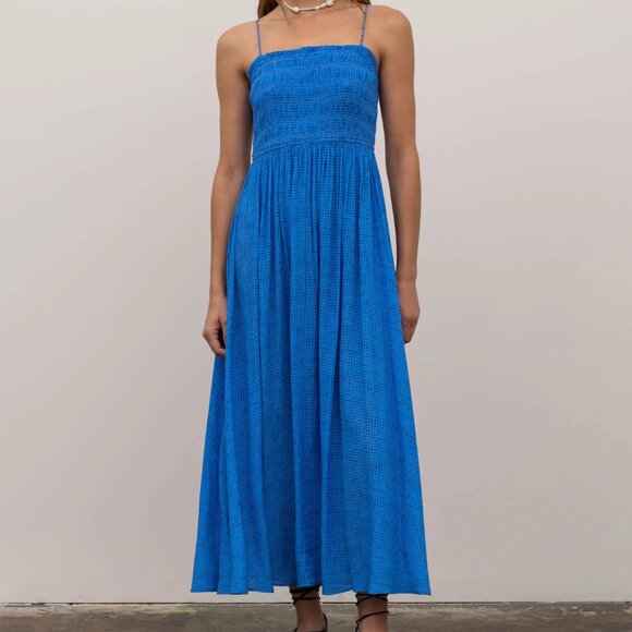 Moon River - Smocked Midi Sundress - Bright Blue (Size Small) - Picture 1 of 8